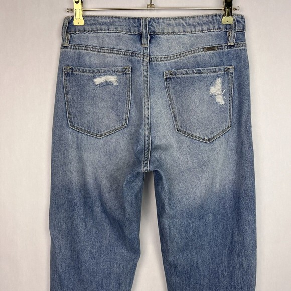Kancan Jeans Womens 5/26 Light Wash Mid Rise Distressed Destroyed Tapered Denim - Picture 4 of 14